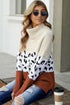 Turtleneck Splicing Chunky Knit Pullover Sweater